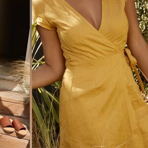 Whimsy + Row Mustard Yellow Wrap Dress